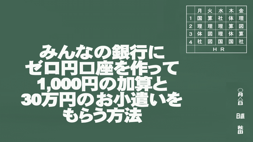 みんなの銀行にゼロ円で新規口座を作って1,000円と30万円もらう方法のイメージ画像